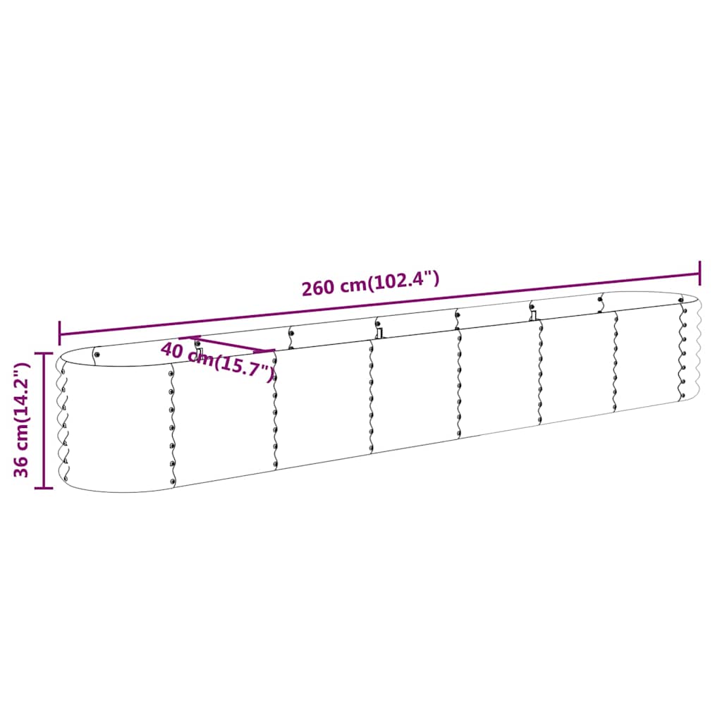 vidaXL Ζαρντινιέρα Ανθρακί 260x40x36 εκ Γαλβανισμένος χάλυβας
