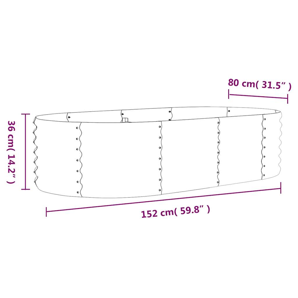 vidaXL Ζαρντινιέρα Γκρι 152x80x36 εκ. Γαλβανισμένος χάλυβας