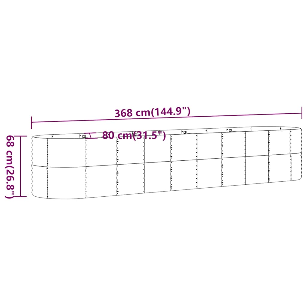 vidaXL Ζαρντινιέρα Ανθρακί 368x80x68 εκ Γαλβανισμένος χάλυβας