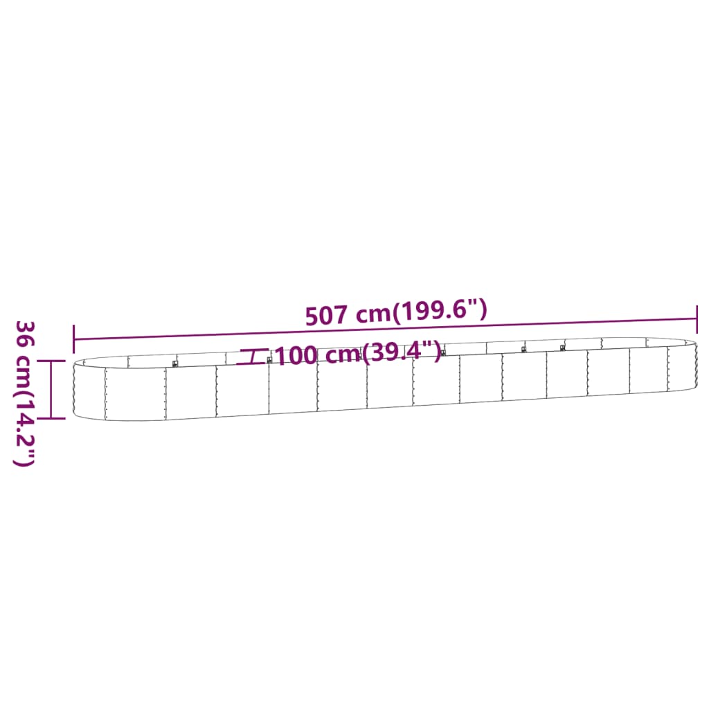 vidaXL Ζαρντινιέρα Ασημί 507x100x36 εκ. Γαλβανισμένος χάλυβας