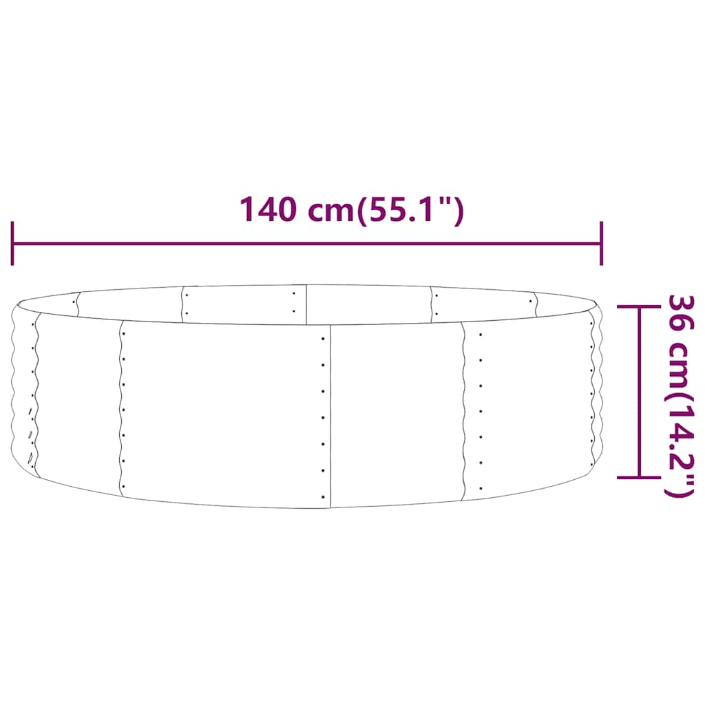vidaXL Ζαρντινιέρα Πράσινη 140x140x36εκ Γαλβανισμένος χάλυβας