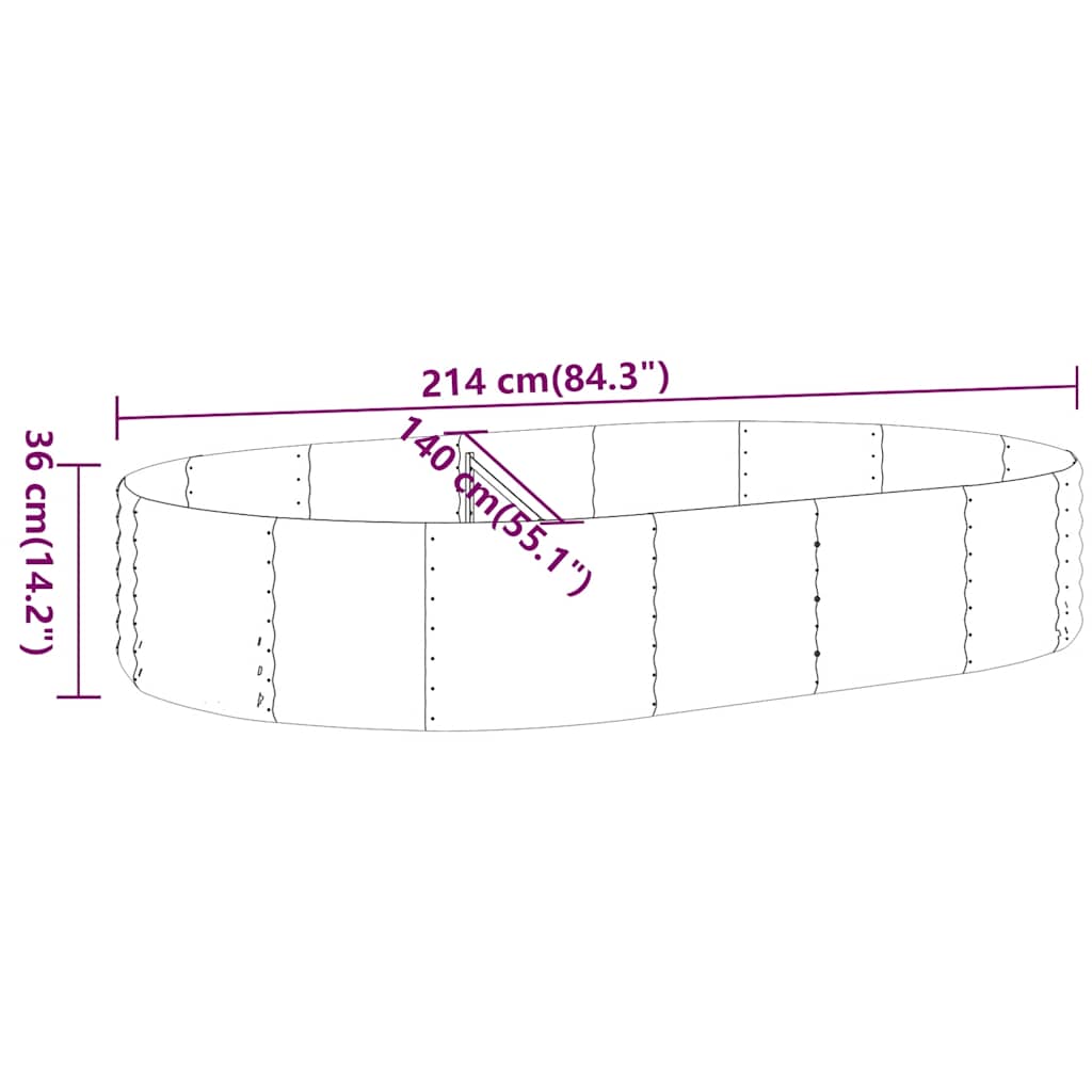 vidaXL Ζαρντινιέρα Ανθρακί 214x140x36εκ Γαλβανισμένος χάλυβας