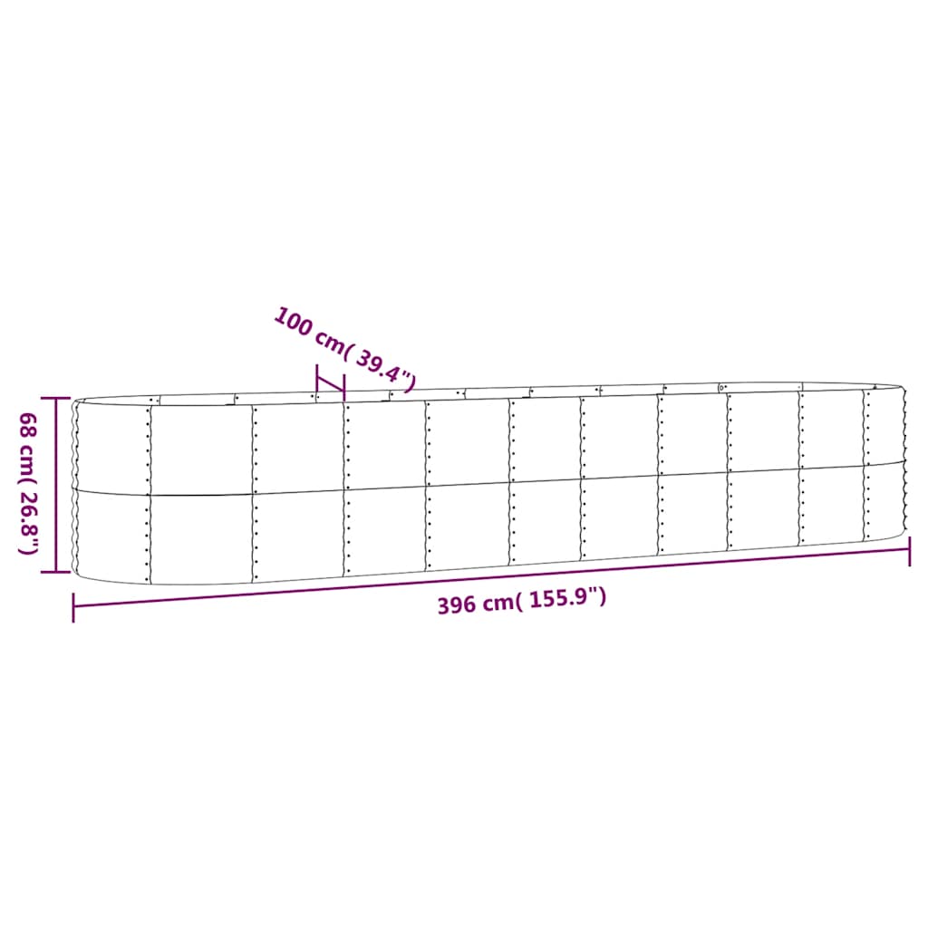 vidaXL Ζαρντινιέρα Ανθρακί 396x100x68εκ Γαλβανισμένος χάλυβας