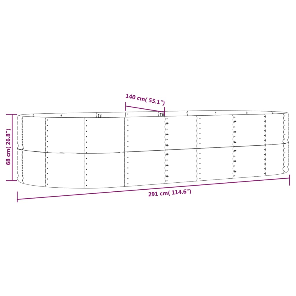 vidaXL Ζαρντινιέρα Καφέ 291x140x68 εκ. Γαλβανισμένος χάλυβας