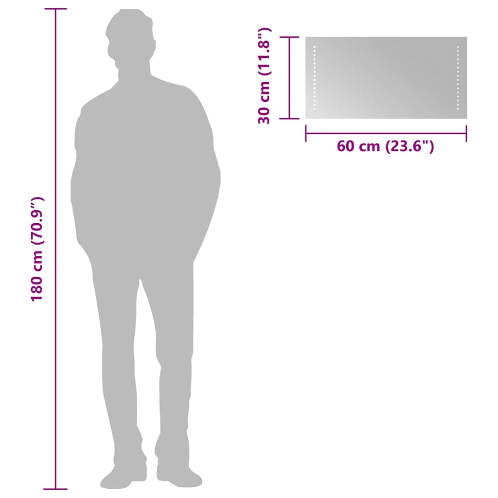 vidaXL Καθρέφτης Μπάνιου με LED 60 x 30 εκ.