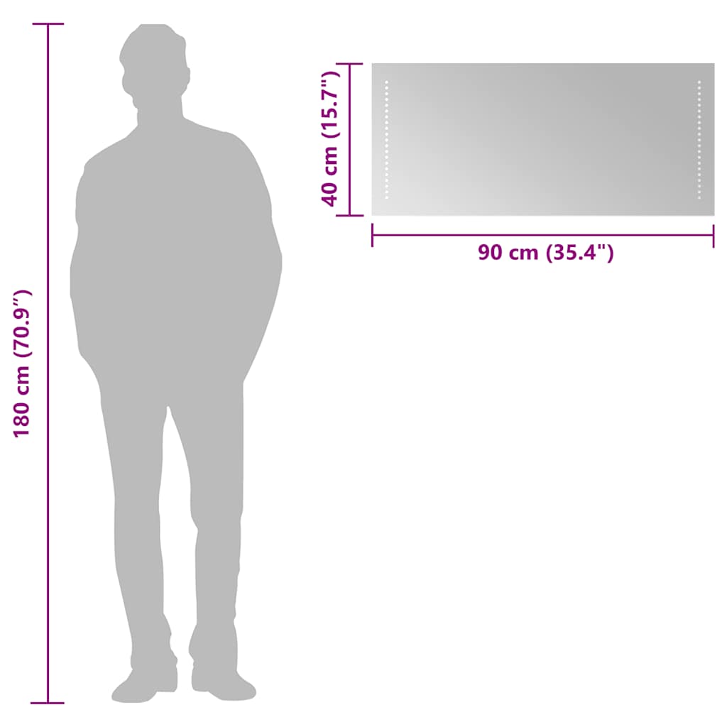 vidaXL Καθρέφτης Μπάνιου με LED 90x40 εκ.