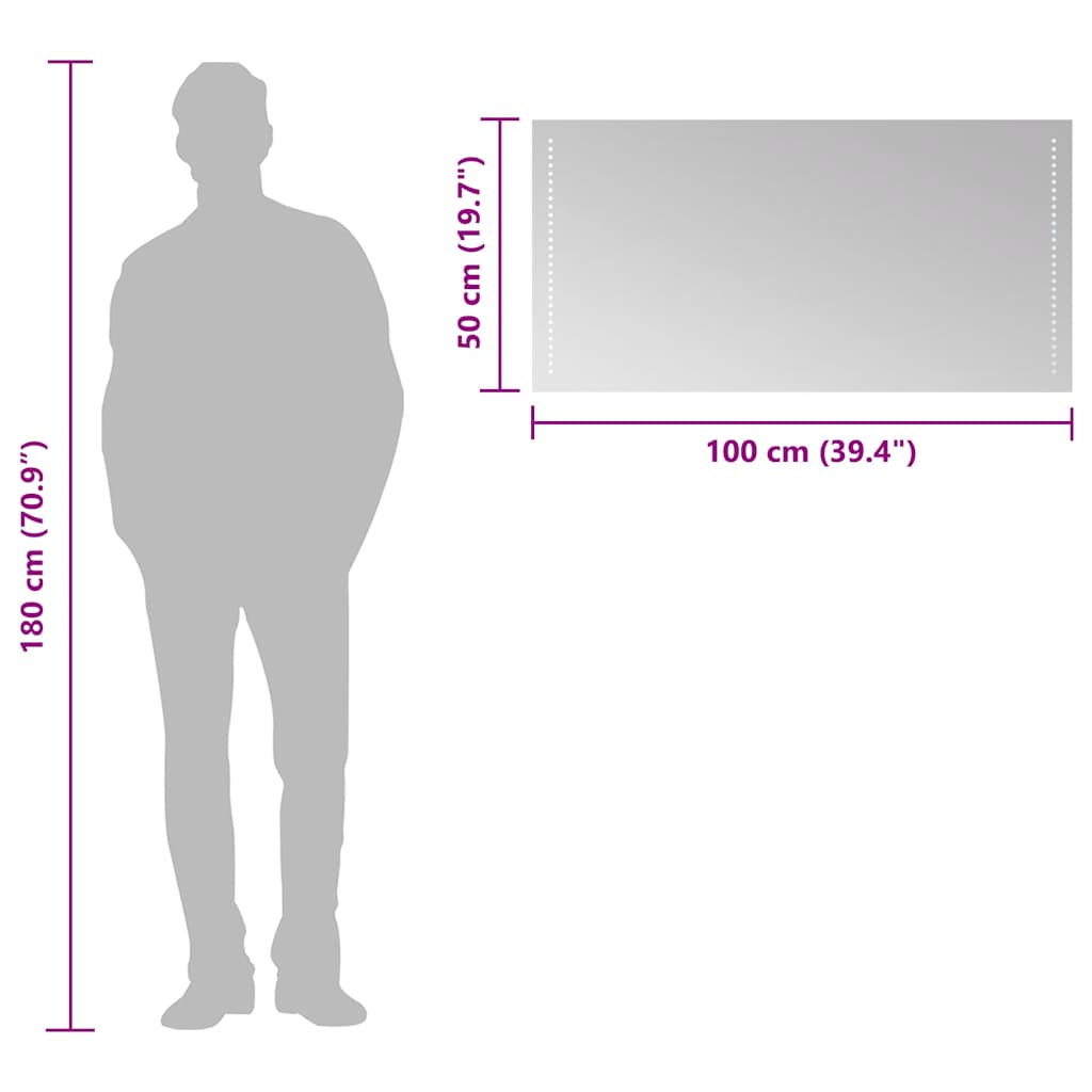 vidaXL Καθρέφτης Μπάνιου με LED 100x50 εκ.