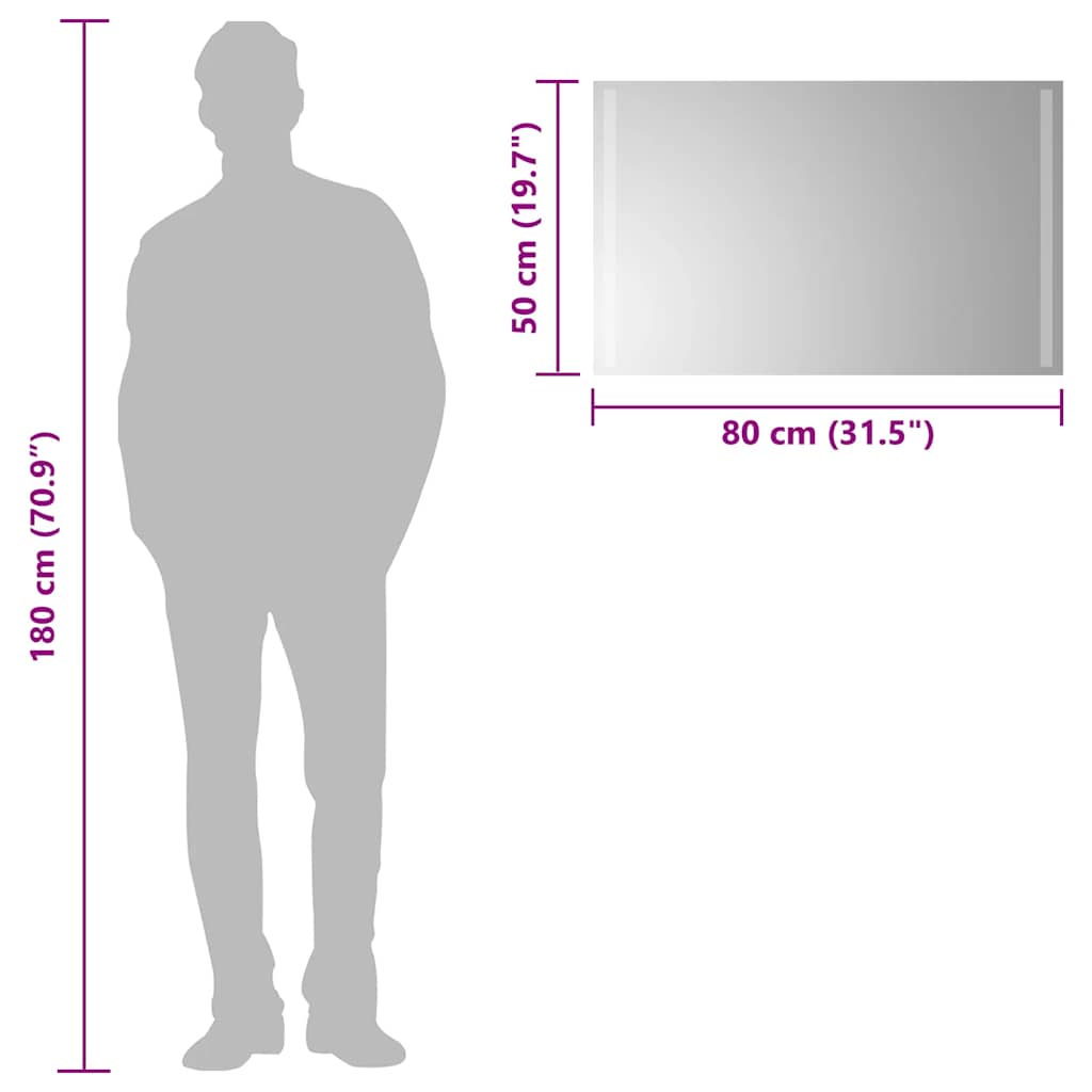 vidaXL Καθρέφτης Μπάνιου με LED 80x50 εκ.