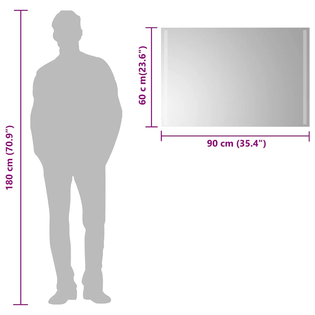 vidaXL Καθρέφτης Μπάνιου με LED 90x60 εκ.