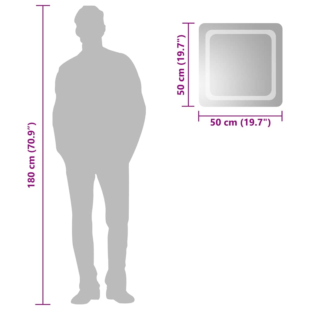 vidaXL Καθρέφτης Μπάνιου με LED 50x50 εκ.