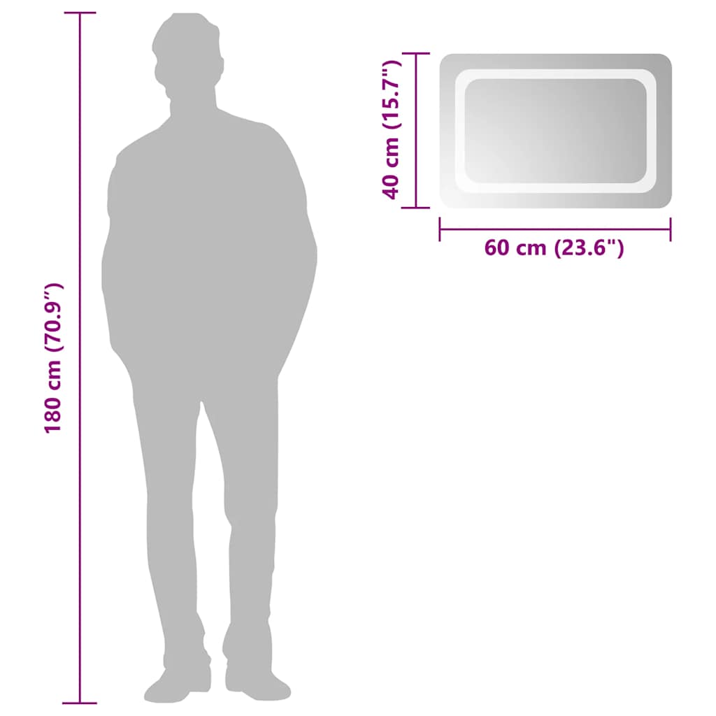 vidaXL Καθρέφτης Μπάνιου με LED 60x40 εκ.