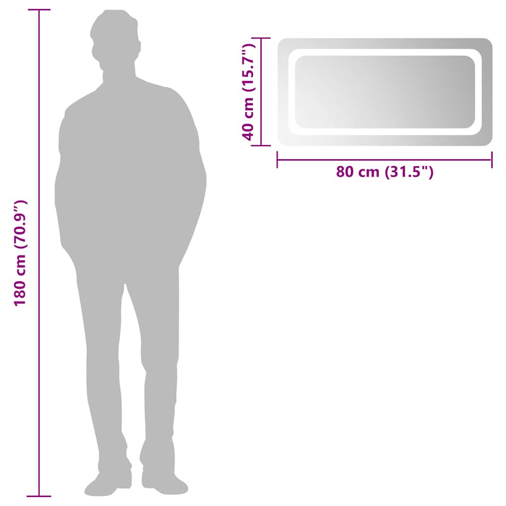 vidaXL Καθρέφτης Μπάνιου με LED 80x40 εκ.