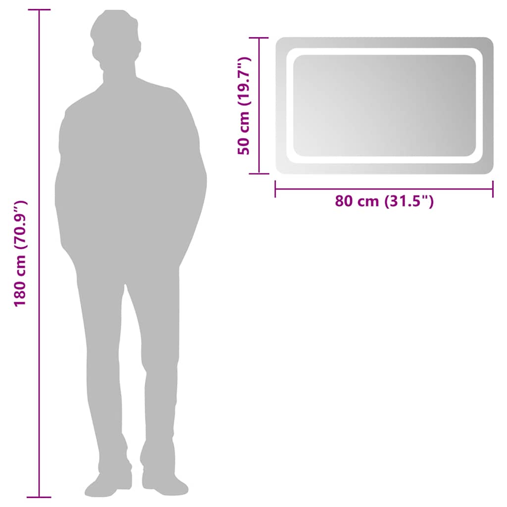 vidaXL Καθρέφτης Μπάνιου με LED 80x50 εκ.
