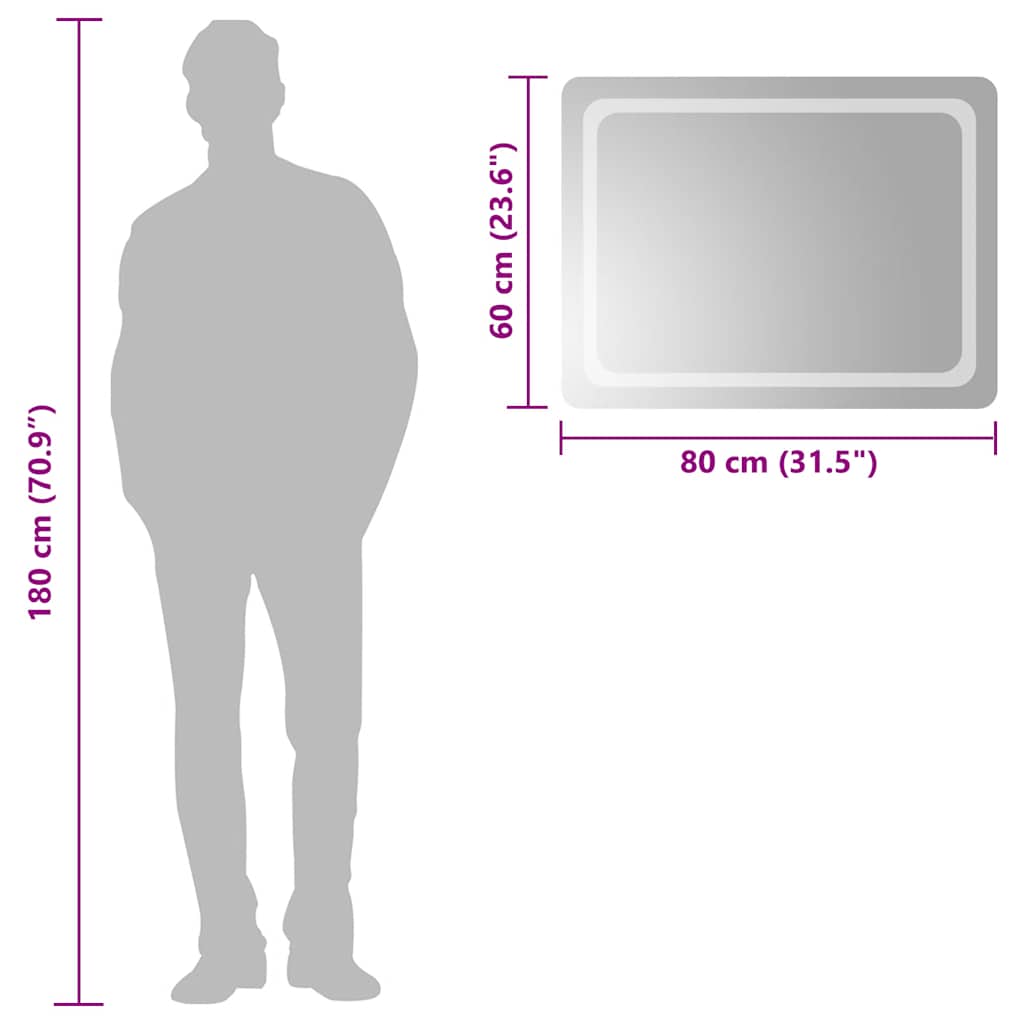 vidaXL Καθρέφτης Μπάνιου με LED 80x60 εκ.