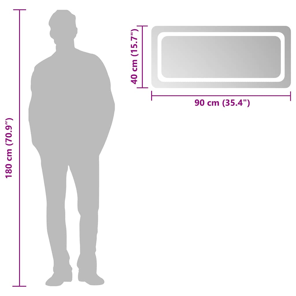 vidaXL Καθρέφτης Μπάνιου με LED 90x40 εκ.