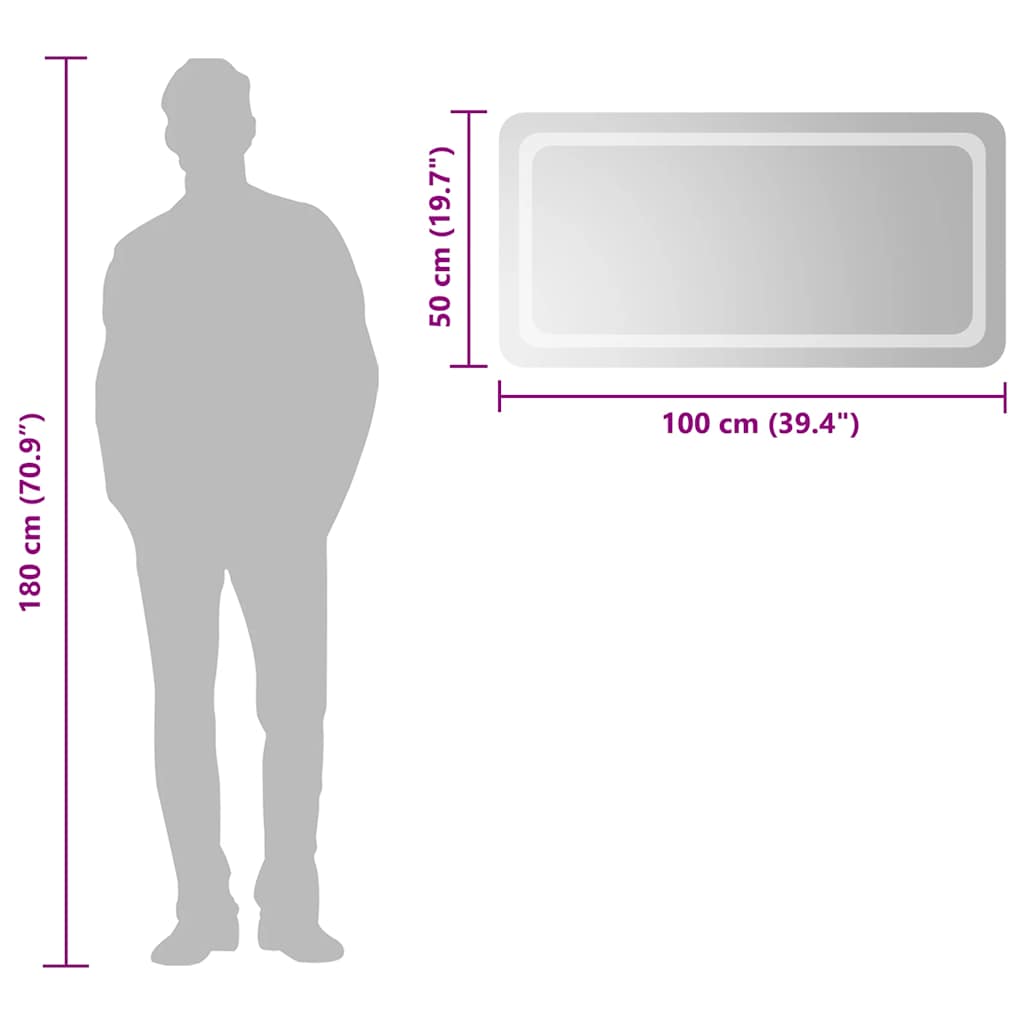 vidaXL Καθρέφτης Μπάνιου με LED 100x50 εκ.