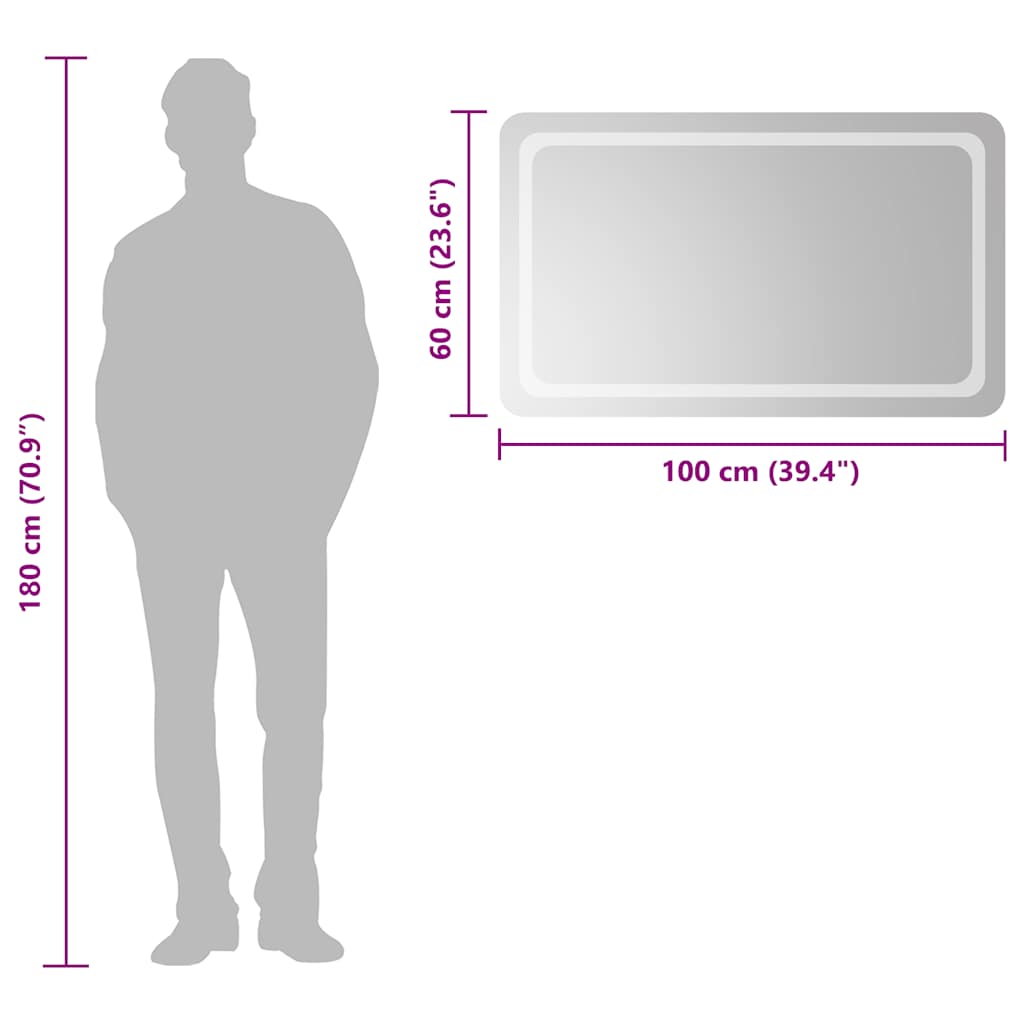 vidaXL Καθρέφτης Μπάνιου με LED 100x60 εκ.