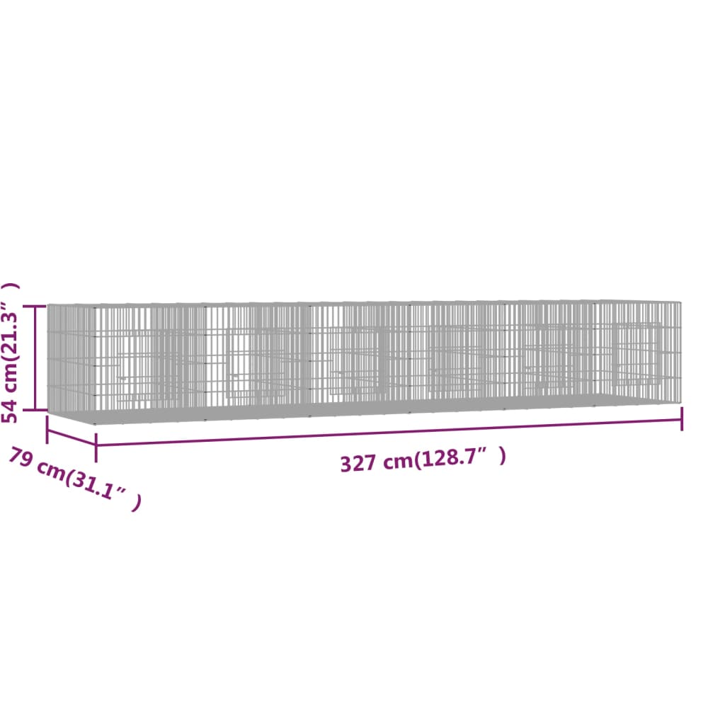 vidaXL Κλουβί Κουνελιών 6 Πάνελ 327x79x54 εκ. από Γαλβανισμένο Σίδερο