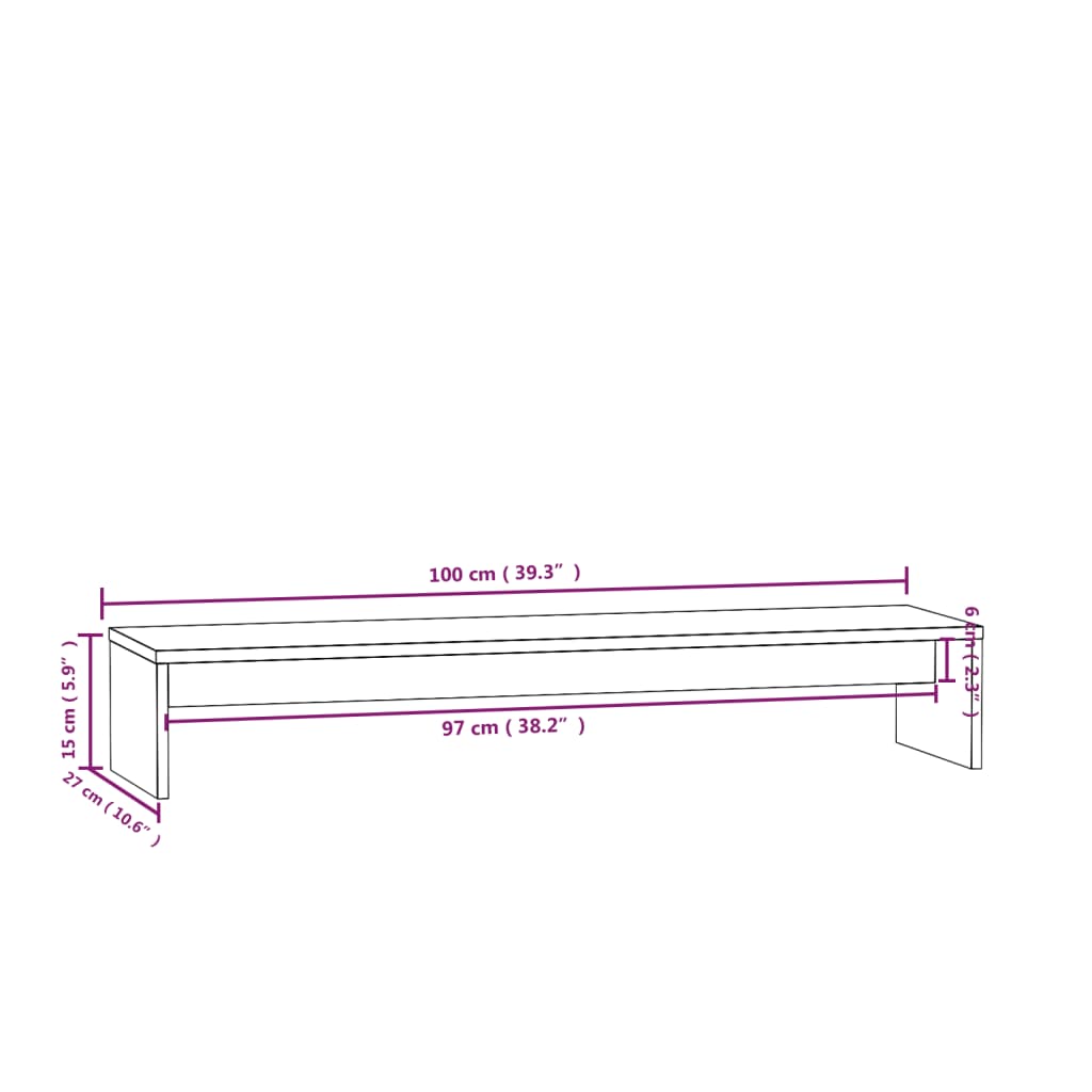vidaXL Βάση Οθόνης Λευκή 100 x 27 x 15 εκ. από Μασίφ Ξύλο Πεύκου