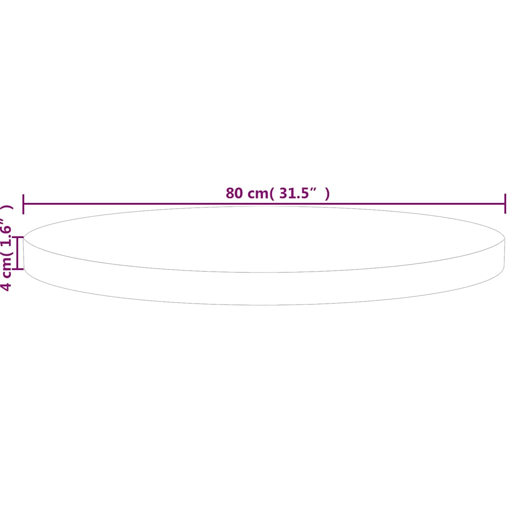 vidaXL Επιφάνεια Τραπεζιού Στρογγυλή Ø80x4 εκ. Μασίφ Ξύλο Δρυς