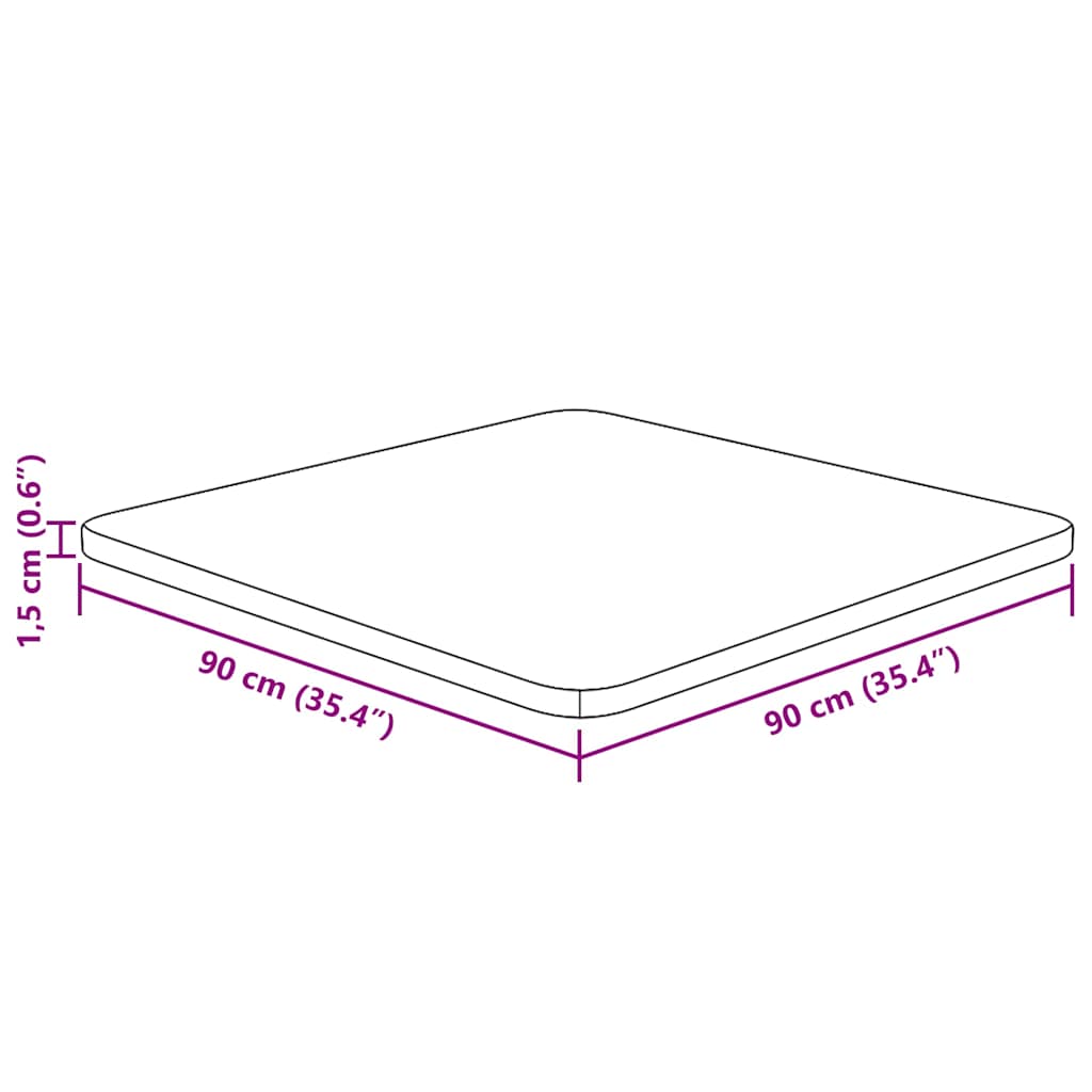 vidaXL Επιφάνεια Τραπεζιού Τετράγωνη 90x90x1,5 εκ. Μασίφ Ξύλο Δρυς