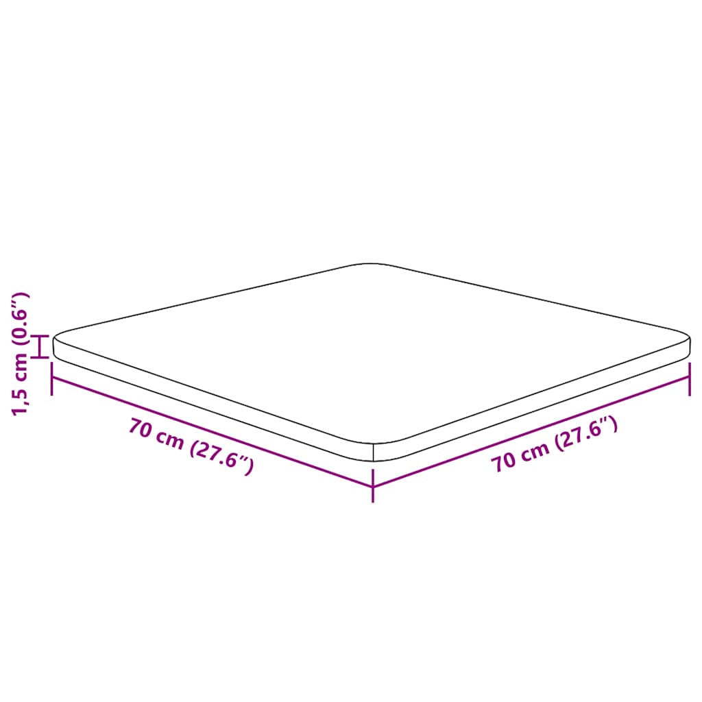 vidaXL Επιφάνεια Τραπεζιού Τετράγωνη Αν. Καφέ 70x70x1,5 εκ. Ξύλο Δρυς
