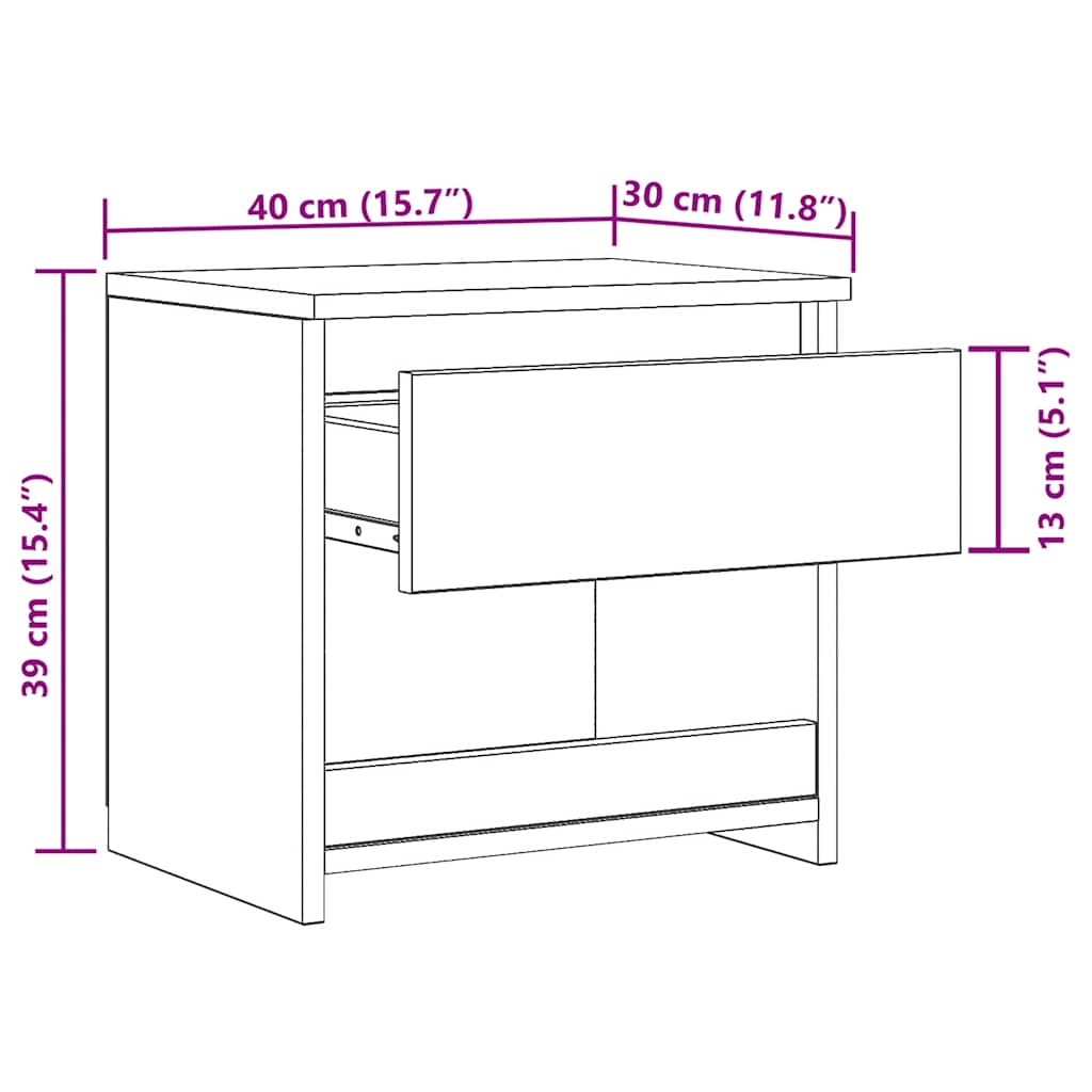 vidaXL Κομοδίνα 2 τεμ. Γκρι Sonoma 40x30x39 εκ. από Επεξεργασμένο Ξύλο