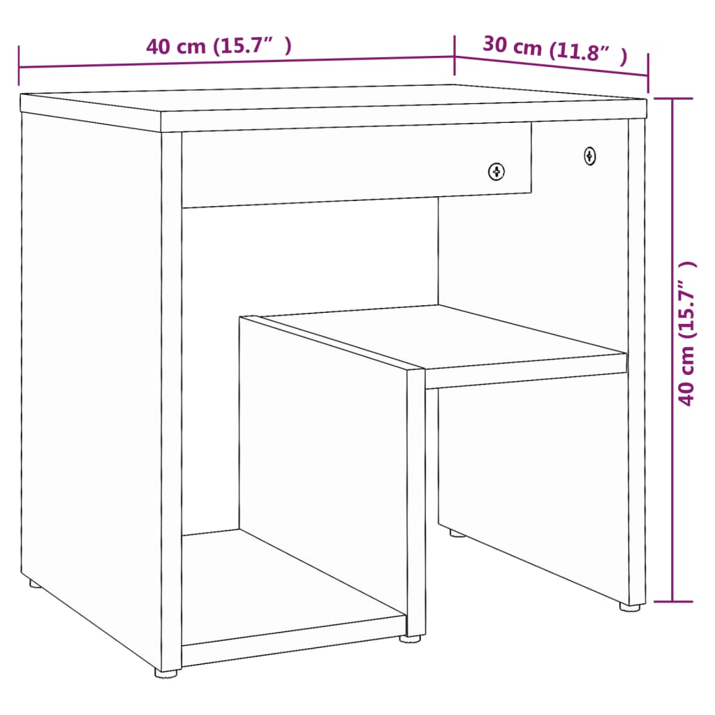vidaXL Κομοδίνο Γκρι Sonoma 40 x 30 x 40 εκ. από Επεξεργασμένο Ξύλο