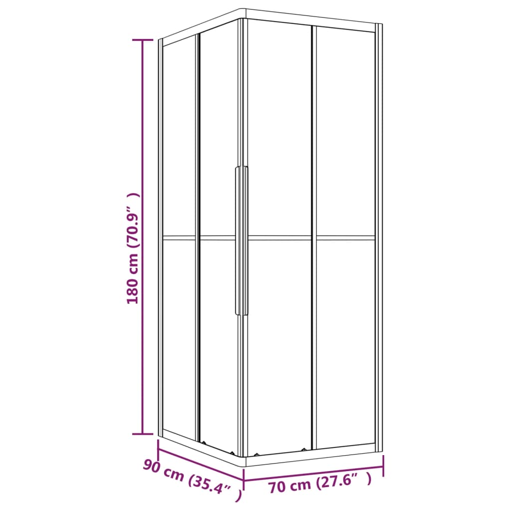 vidaXL Καμπίνα Ντουζιέρας με Ρίγες Μαύρη 90 x 70 x 180 εκ. από ESG