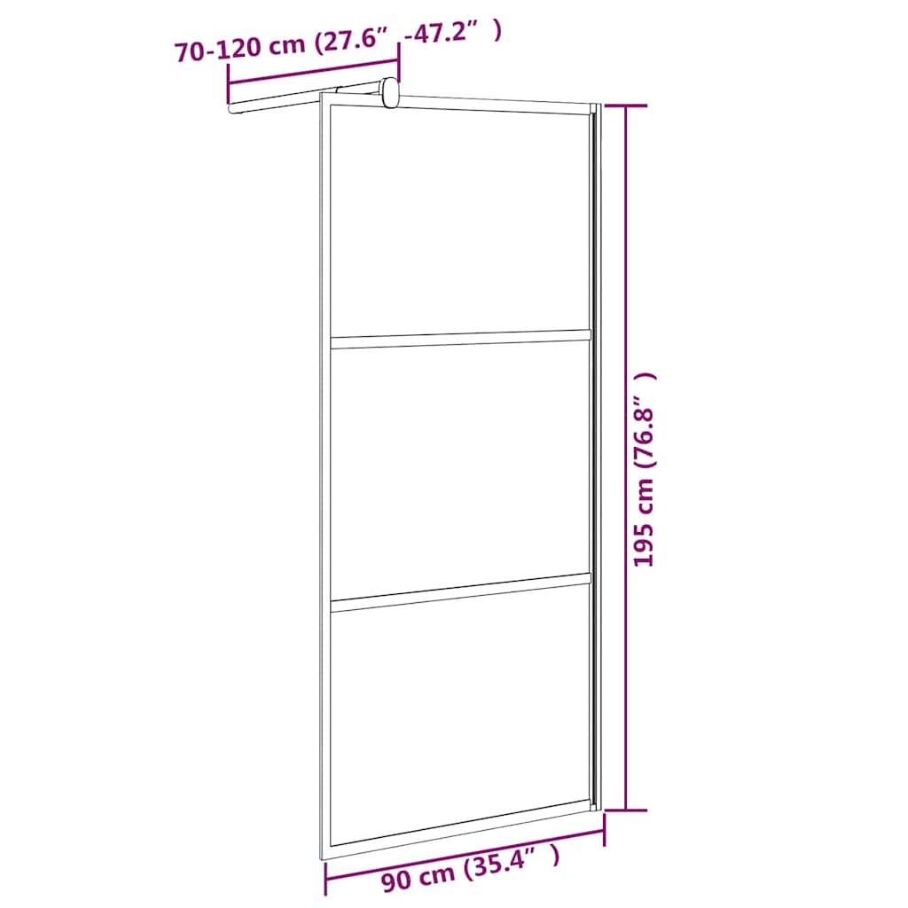 vidaXL Οθόνες ντους Μαύρο 90 x 195 cm Γυαλί και Αλουμίνιο