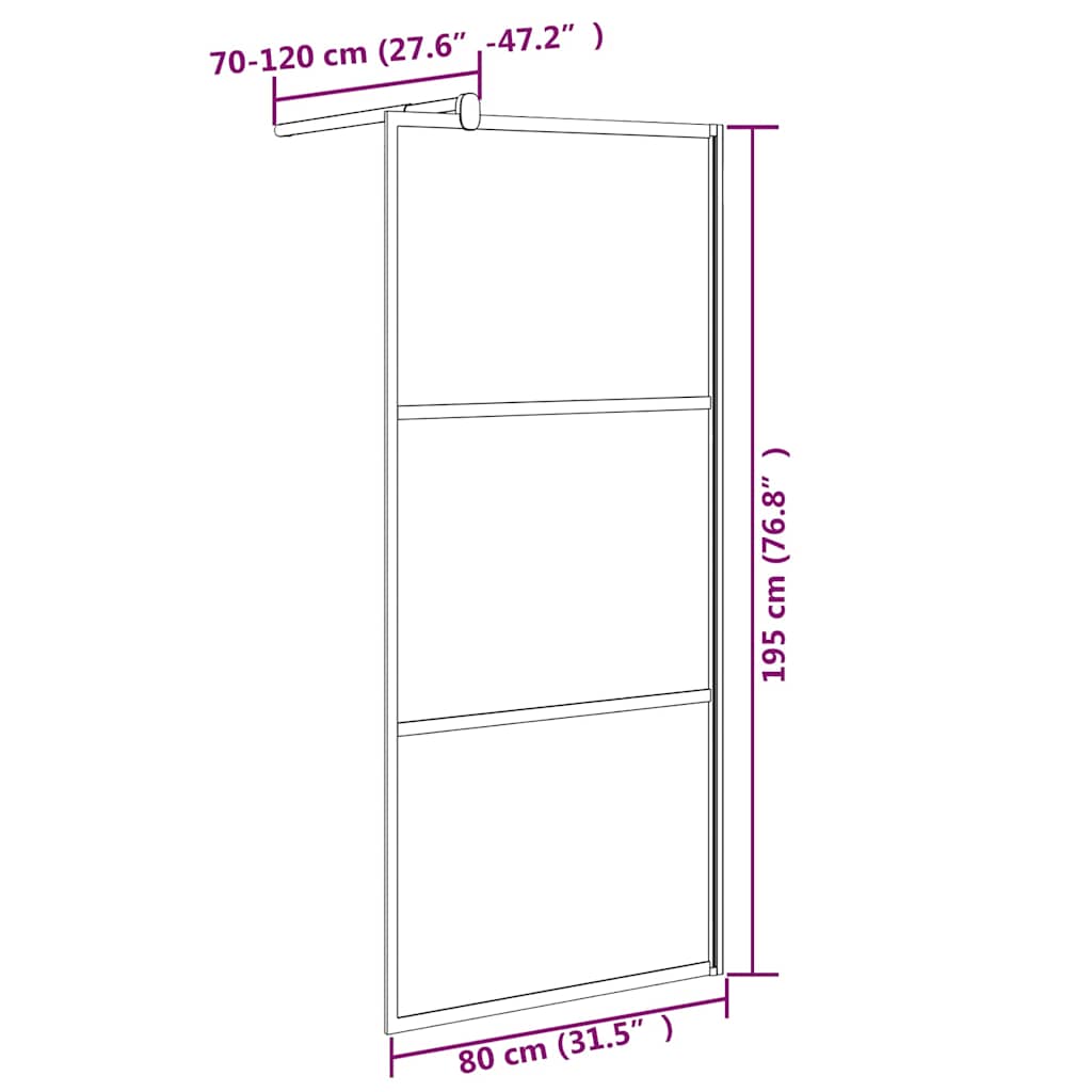 vidaXL Οθόνες ντους Μαύρο 80 x 195 cm Γυαλί και Αλουμίνιο