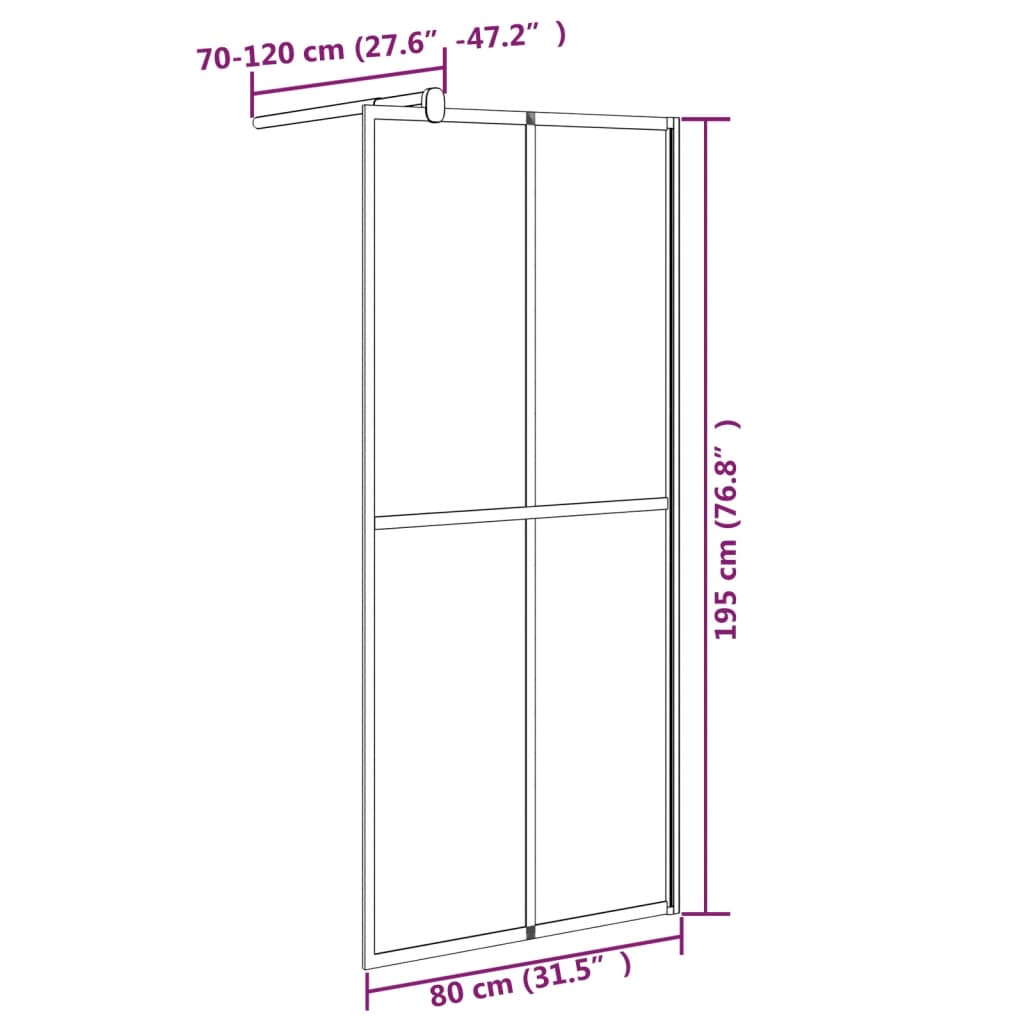 vidaXL Διαχωριστικό Ντουζιέρας 80 x 195 εκ. από Σκούρο Ψημένο Γυαλί