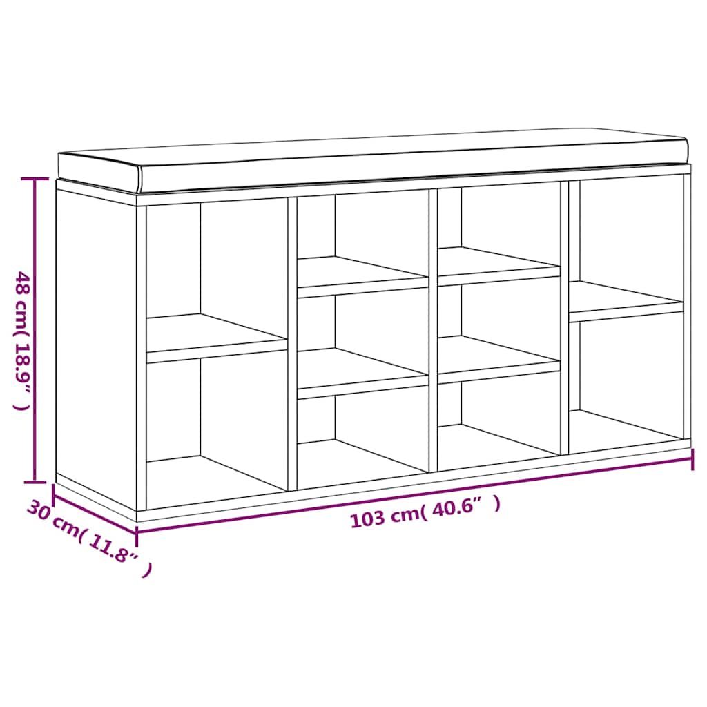 vidaXL Παπουτσοθήκη Καφέ Δρυς 103x30x48 εκ. από Επεξεργασμένο Ξύλο