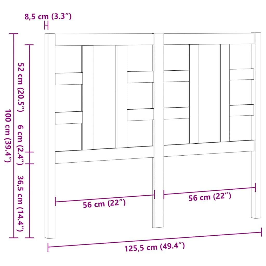 vidaXL Κεφαλάρι Κρεβατιού Λευκό 126 x 4 x 100 εκ. Μασίφ Ξύλο Πεύκου