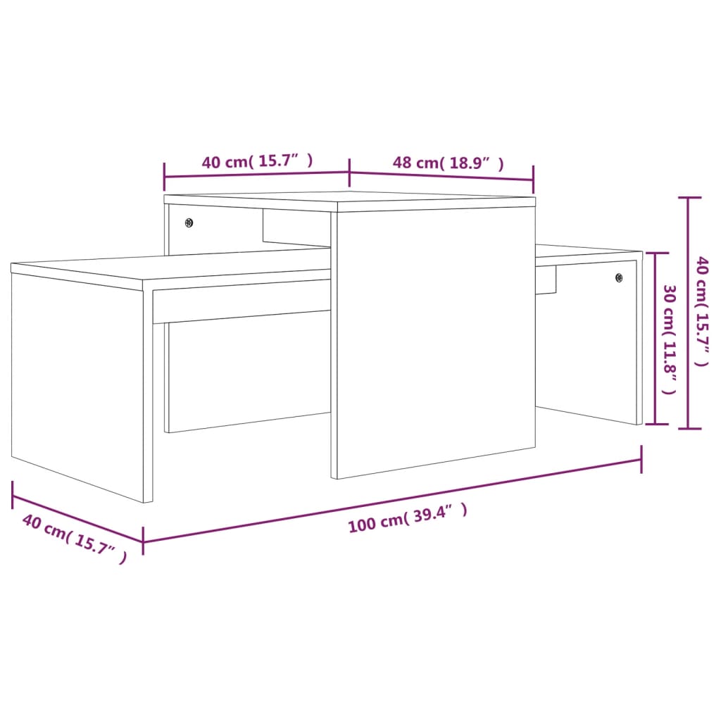 vidaXL Τραπεζάκι Σαλονιού Γκρι Sonoma 100 x 48 x 40 εκ. από Επεξ. Ξύλο