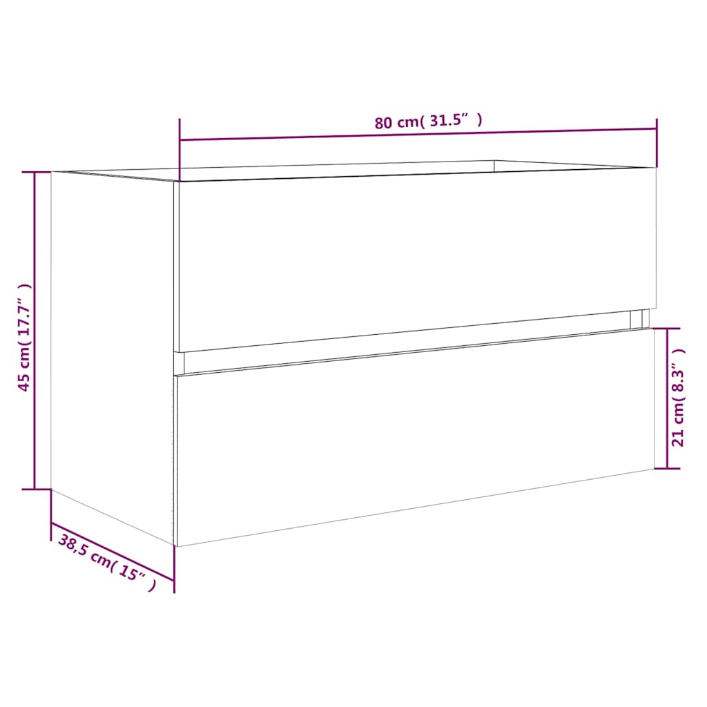 vidaXL Ντουλάπι Νιπτήρα Καπνιστή Δρυς 80x38,5x45 εκ. Επεξεργ. Ξύλο