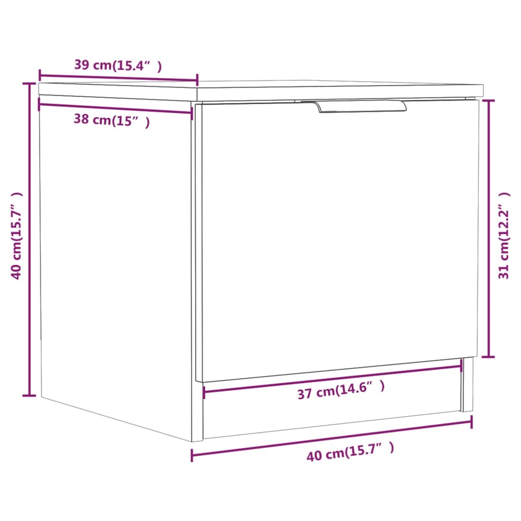 vidaXL Κομοδίνα 2 τεμ. Sonoma Δρυς 40 x 39 x 40 εκ.