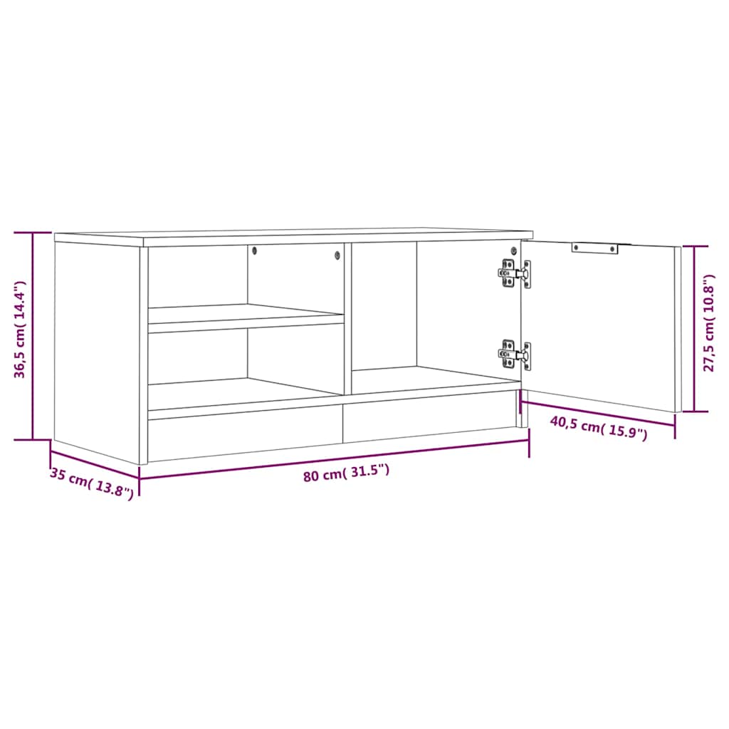vidaXL Έπιπλα Τηλεόρασης 2 τεμ. Γκρι Σκυρ. 80x35x36,5 εκ. Επεξ. Ξύλο