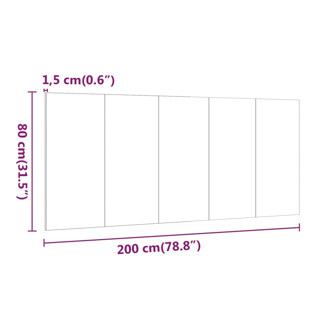 vidaXL Κεφαλάρι Κρεβατιού Γκρι Sonoma 200x1,5x80 εκ. Επεξεργ. Ξύλο