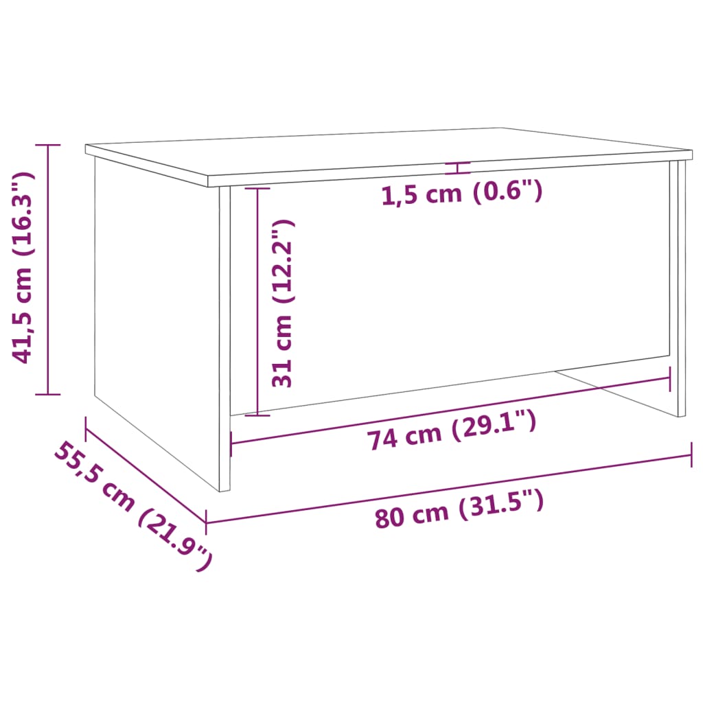 vidaXL Τραπεζάκι Σαλονιού Γκρι Sonoma 80x55,5x41,5 εκ. Επεξεργ. Ξύλο
