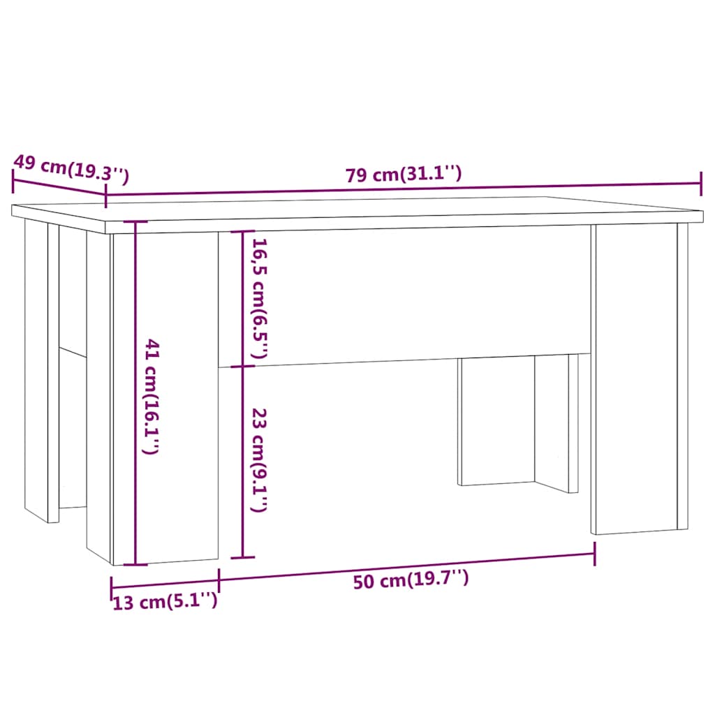 vidaXL Τραπεζάκι Σαλονιού Καπνιστή Δρυς 79x49x41 εκ. Επεξεργασμ. Ξύλο