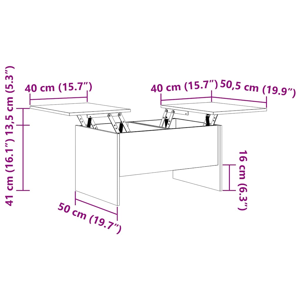 vidaXL Τραπεζάκι Σαλονιού Καπνιστή Δρυς 80x50x42,5εκ. Επεξεργασμ. Ξύλο