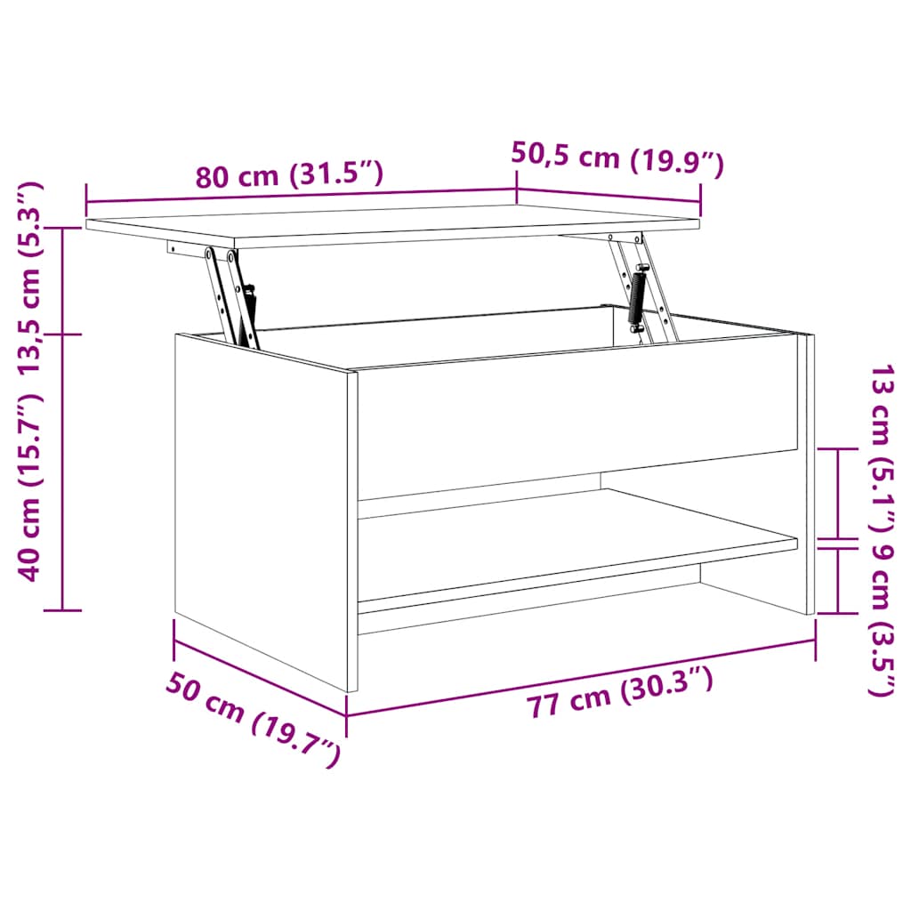 vidaXL Τραπεζάκι Σαλονιού Γκρι Sonoma 80x50x40 εκ.Επεξεργασμένο Ξύλο