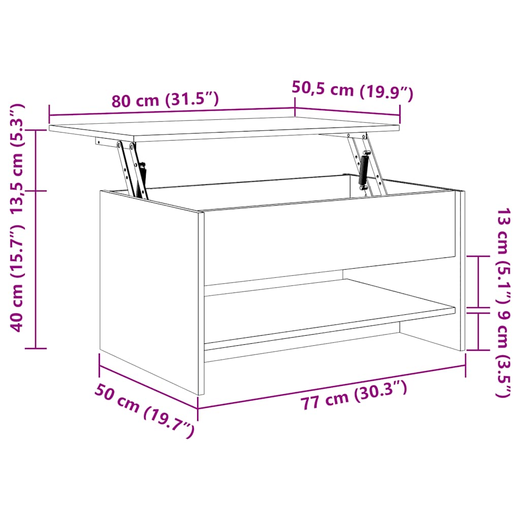 vidaXL Τραπεζάκι Σαλονιού Καφέ Δρυς 80x50x40 εκ. Επεξεργασμένο Ξύλο