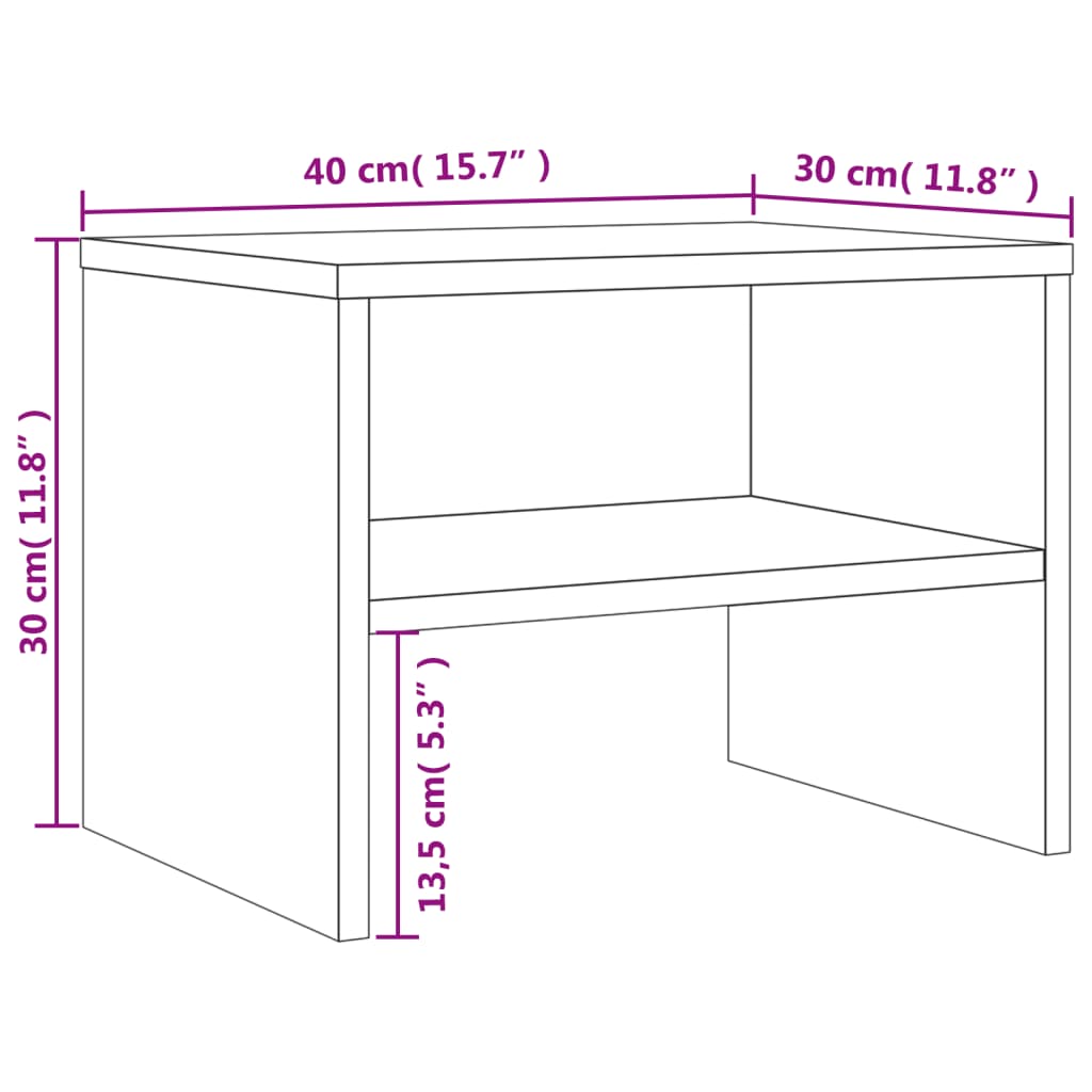 vidaXL Κομοδίνα 2 Τεμ. Γκρι Sonoma 40x30x30 εκ. από Επεξεργασμένο Ξύλο