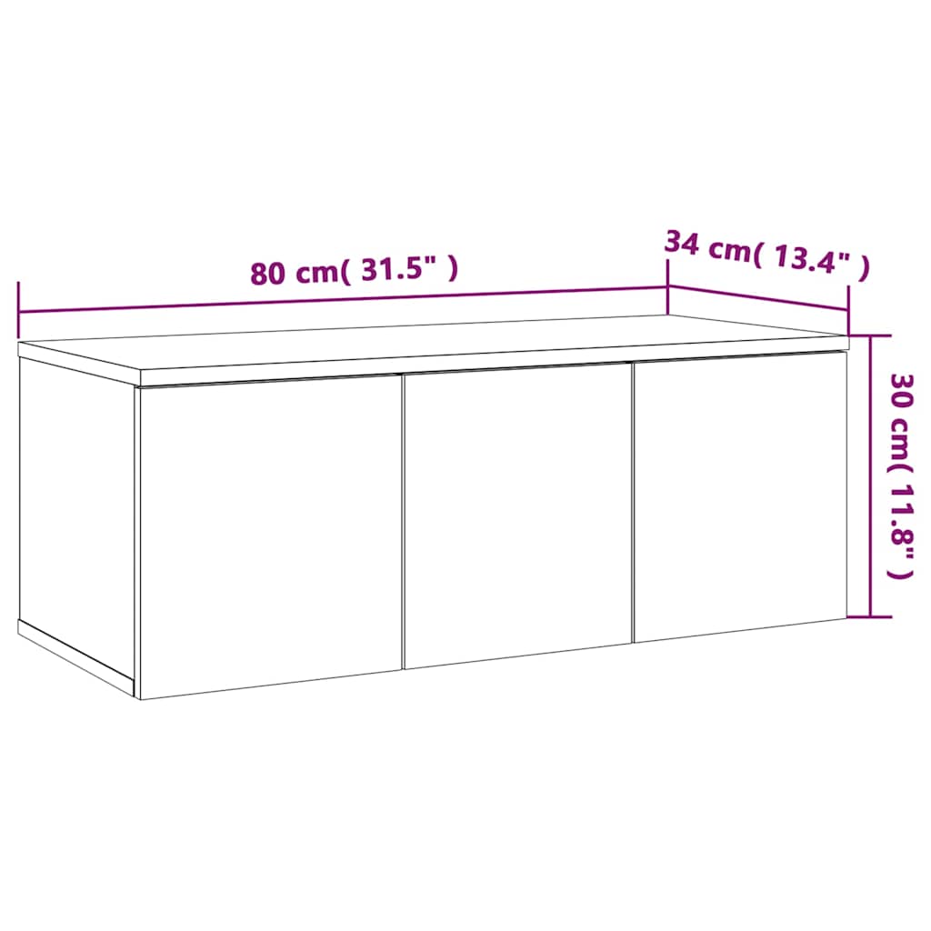 vidaXL Έπιπλο Τηλεόρασης Γκρι Sonoma 80x34x30 εκ. από Επεξεργ. Ξύλο