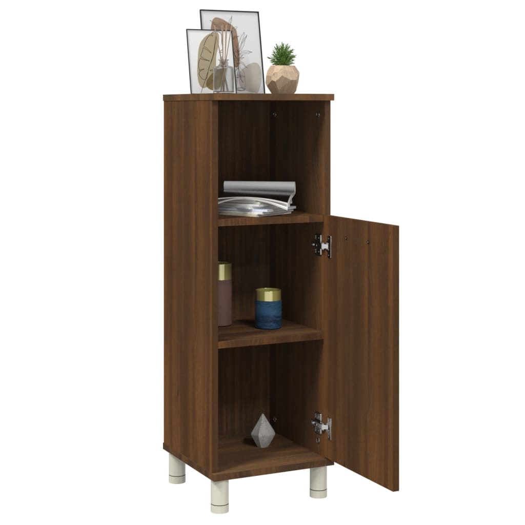 vidaXL Ντουλάπι Μπάνιου Καφέ Δρυς 30x30x95 εκ. Επεξεργασμένο Ξύλο