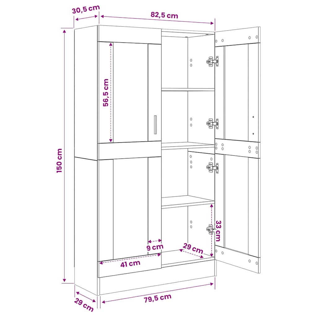 vidaXL Βιβλιοθήκη Καπνιστή Δρυς 82,5x30,5x150 εκ. Επεξεργασμένο Ξύλο