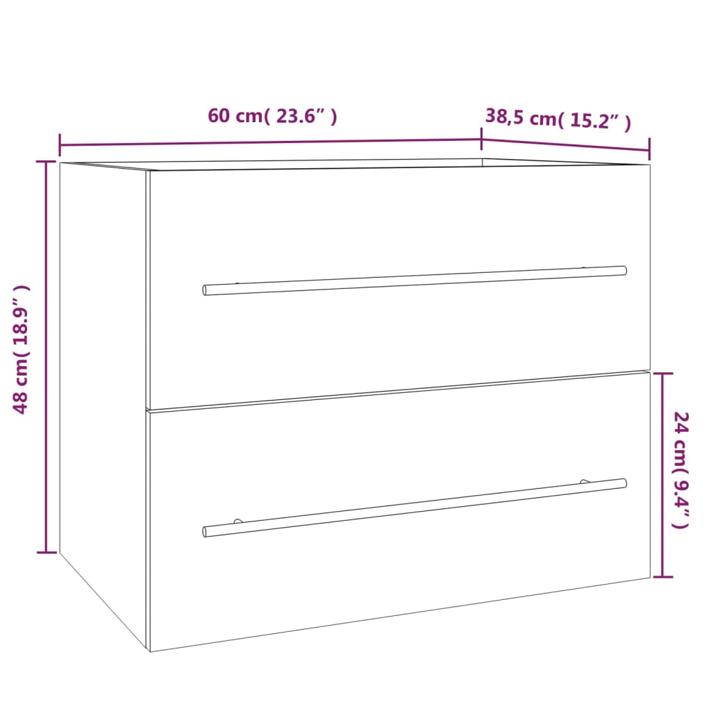 vidaXL Ντουλάπι Νιπτήρα Grey Sonoma 60x38,5x48 εκ. Επεξεργ. Ξύλο