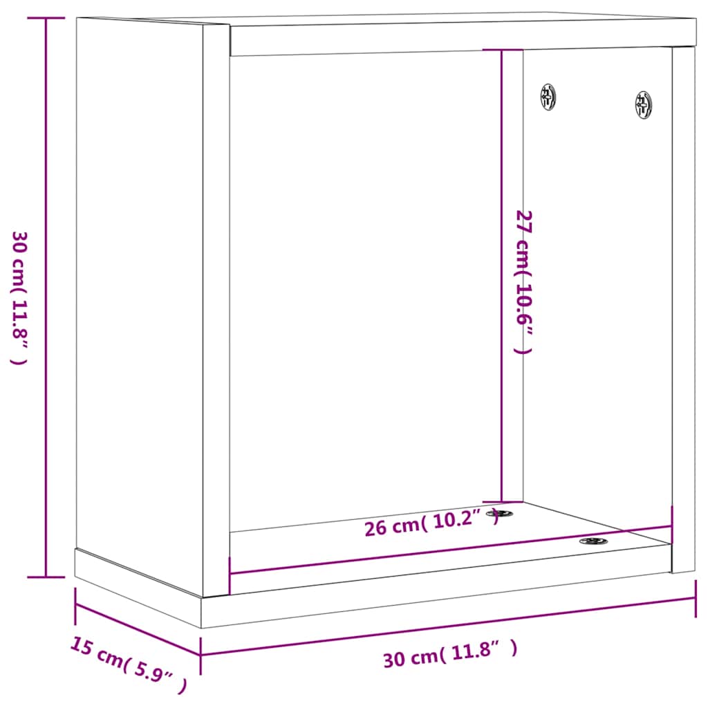 vidaXL Ράφια Τοίχου Κύβοι 2 τεμ. Καφέ Δρυς 30x15x30 εκ.